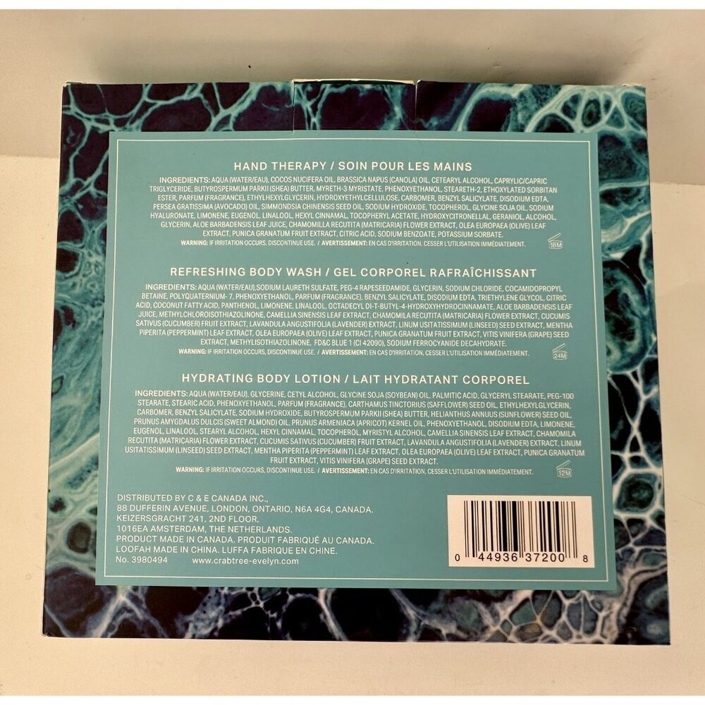 Crabtree & Evelyn La Source 4 pc Set Hand Cream Body Wash & Lotion + Loofa NEW - Picture 2 of 2